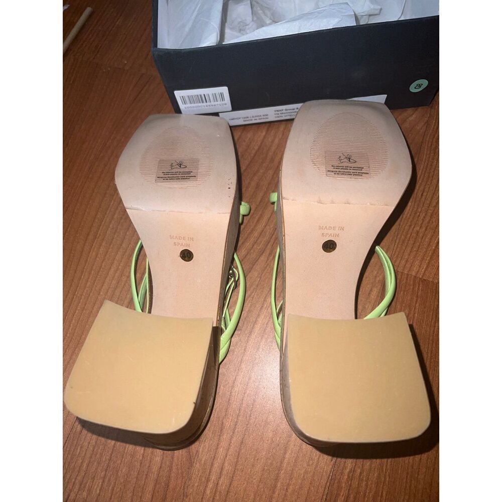 8 by YOOX CORK HEEL SANDALS Size EU 40 US 10 Acid Green - Picture 9 of 12